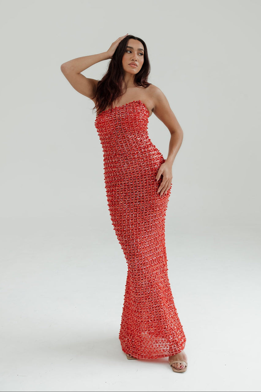 Aphrodite Red Sequin Gown – Audae Club
